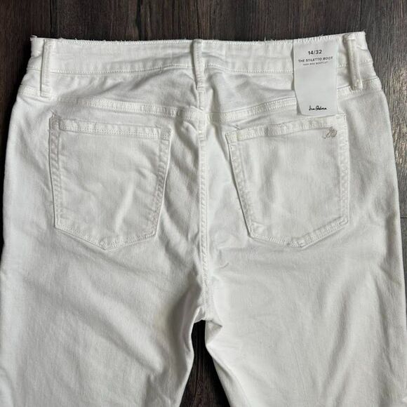 NWT Sam Edelman Jeans Stiletto Bootcut High Rise White Denim Pants Women's 14/32 - Picture 10 of 11